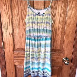 Blue, Yellow, Green Dress